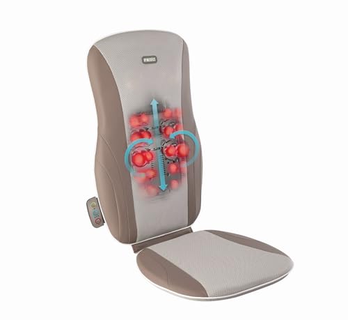 Homedics Shiatsu Massage Cushion with Heat for Full, Upper, and Lower Back, Deep Kneading Massager, Fits Most Chairs for Home or Office Use, Custom Comfort with 3 Zones for Targeted Control