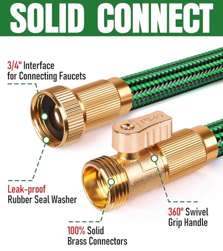 NON-EXPANDABLE Garden Hose 25 ft, Heavy Duty Flexible Water Hose, Kink Resistant Lightweight Hybrid Hose with Durable Fabric Skin, Leakproof Hose Male to Female Fittings