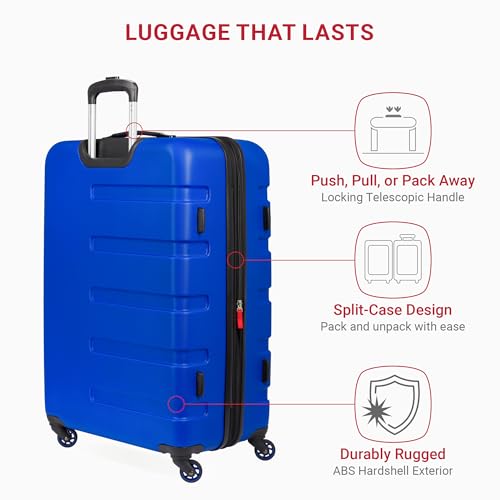 SwissGear 7366 Hardside Expandable Luggage with Spinner Wheels, White, Carry-On 19-Inch