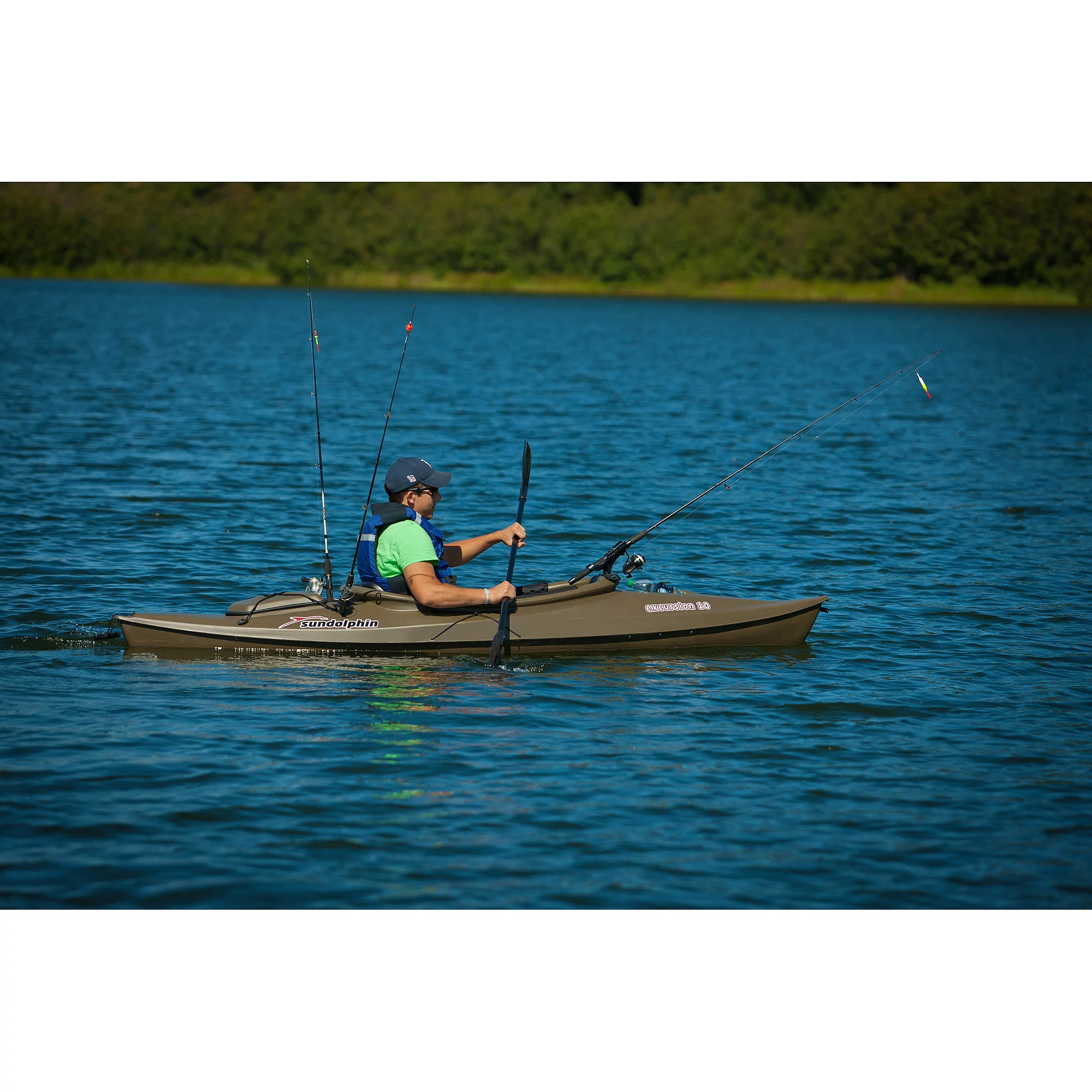 Sun Dolphin Excursion 10 Ft. Sit-in Fishing Kayak Olive, Paddle Included