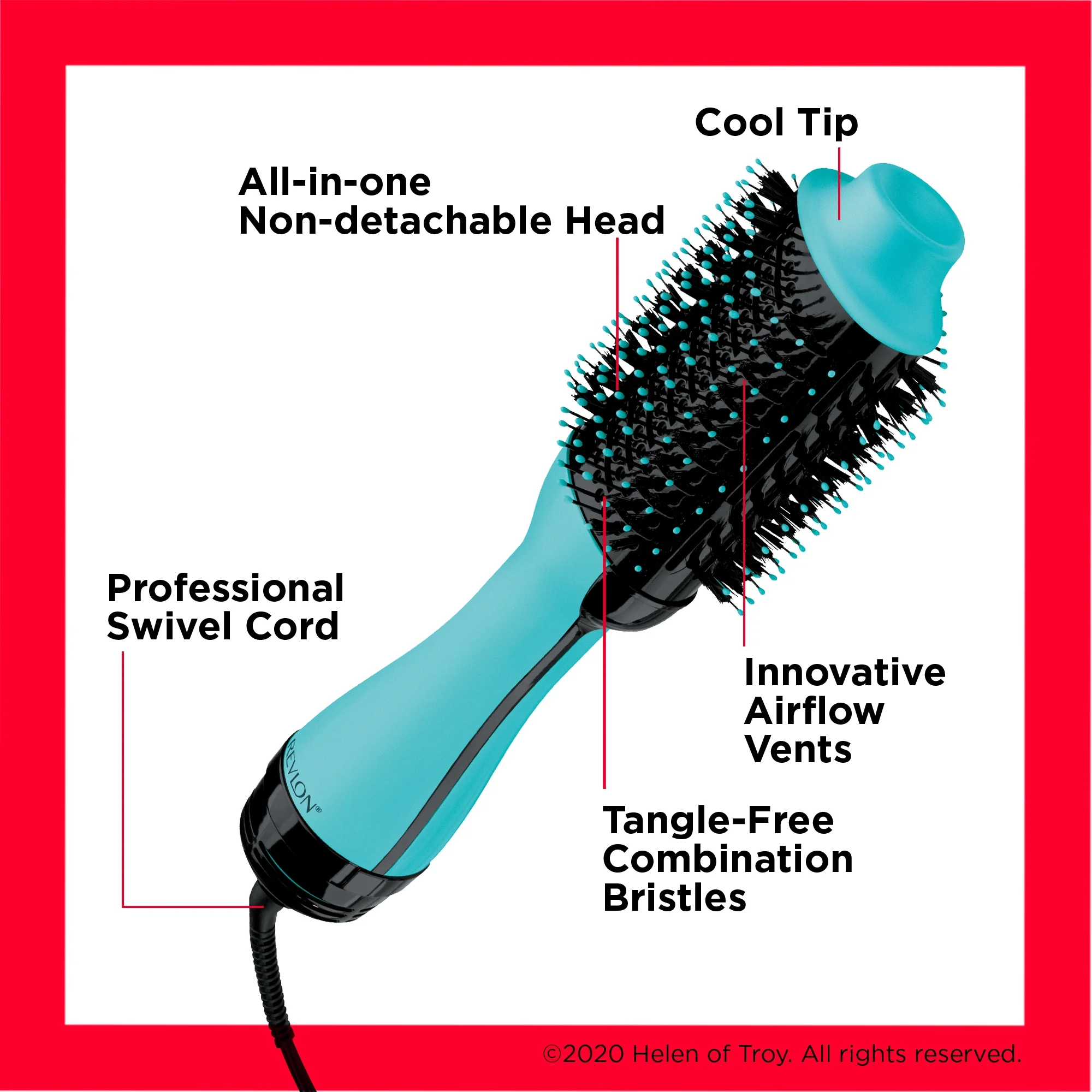Revlon One-Step Ceramic Hair Dryer & Volumizer Hot Air Brush, Mint