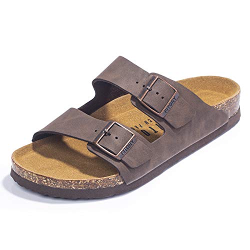 FITORY Mens Sandals, Arch Support Slides with Adjustable Buckle Straps and Cork Footbed Size 7-14.5