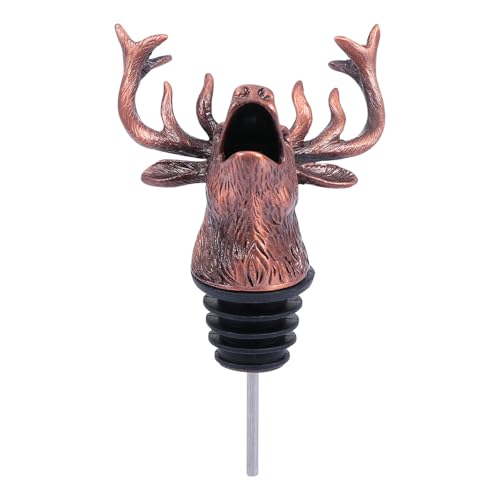 Happyyami Christmas Wine Aerators Deer Head Wine Pourer Spout Deer Stag Head Bottle Pourer Wine Stopper Bar Accessories Christmas Table Decorations