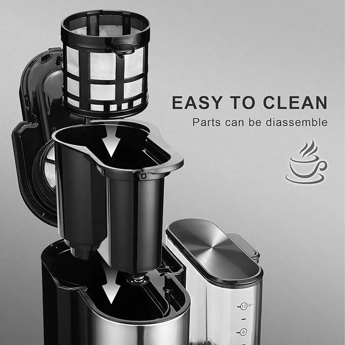 Pre-Owned BEGUKO Coffee Maker Grinder 10 Cups Brew Removable reservoir CF003 - Silver (Fair)