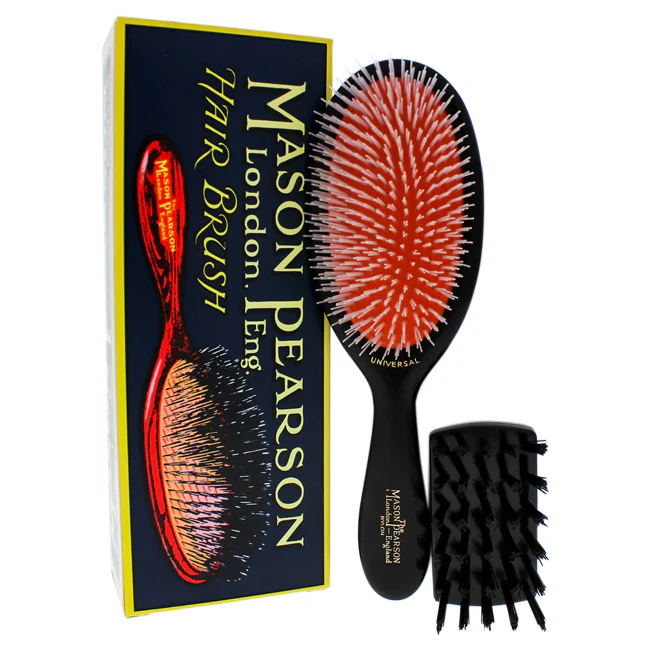 Universal Nylon Brush - NU2 Dark Ruby by Mason Pearson for Unisex - 2 Pc Hair Brush, Cleaning Brush