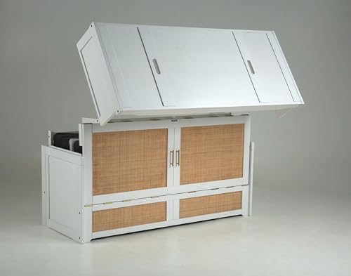 NIGHT & DAY Furniture Murphy Cube Cabinet Bed (White, Queen)