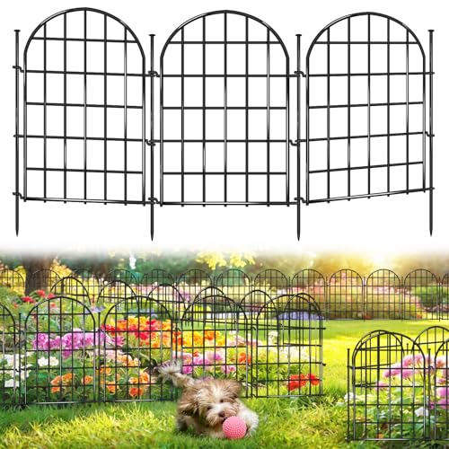 32.5 ft(L) x 22 in(H) Garden Fence, 30 Panels Arched No Dig Fence, Decorative Animal Barrier Fencing with Ground Stake, Rustproof Metal Garden Edging Border for Dog, Rabbit, Outdoor Yard Patio Decor
