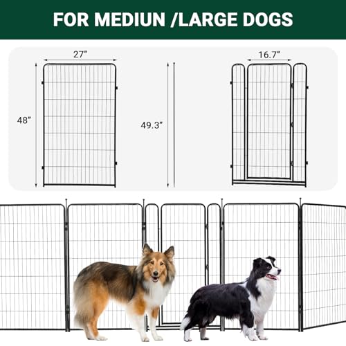 Dog Playpen,40 inch(H) 18 Ft(L) 8 Panels Dog Fence Indoor/Outdoor,Heavy Duty Metal Pet Puppy Exercise Pen, Wide Door Low Threshold,Portable Pet Playpen for Rv Camping Garden Yard Black-1