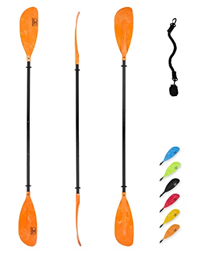 OCEANBROAD Adjustable Kayak Paddle 86in/220cm to 94in/240cm Kayaking Boating Canoeing Oar with Paddle Leash 1 Paddle