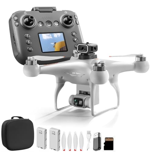 RC Drone With Screen Display Remote Control, Dual Camera, 360 Degree Flip, Optical Flow Hover, LED Lights, Speed Adjustment, One Click Takeoff And Landing, Fly Left And Right, 2 Batteries, Memory Card, Card Reader, Handbag , Beginner-Friendly FPV Hob