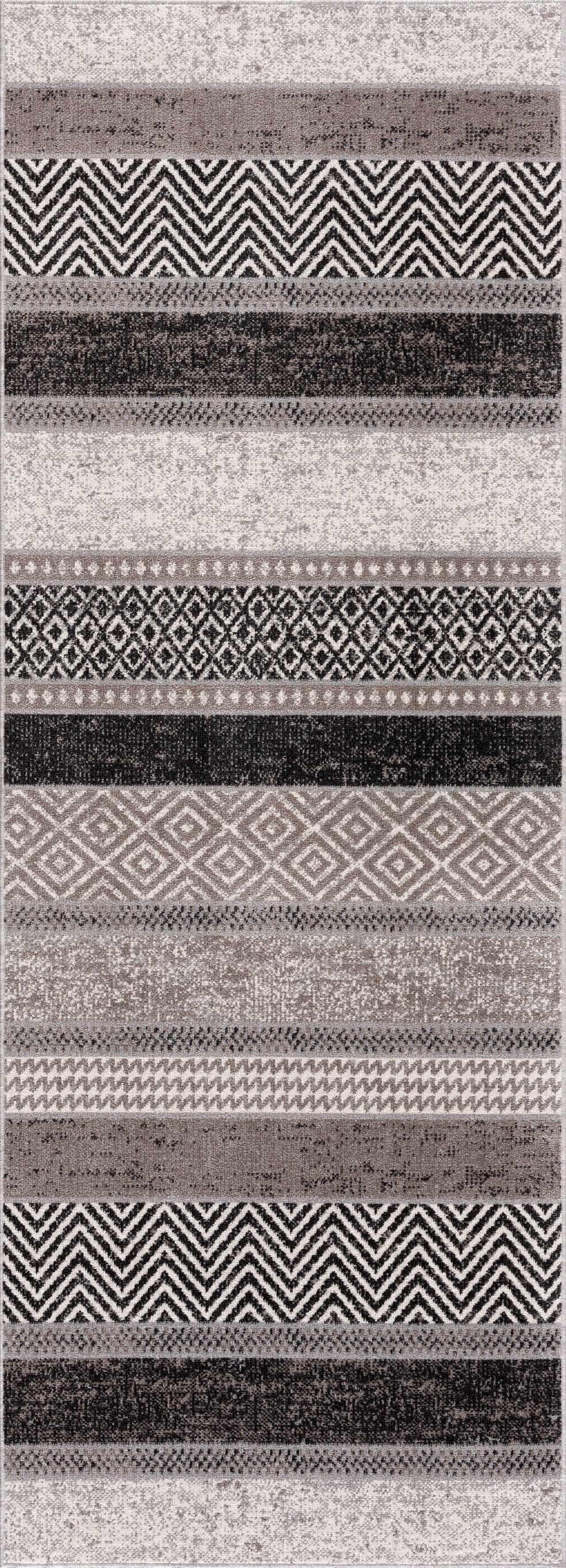 Hauteloom Middlestown Living Room, Bedroom Machine Washable Area Rug - Black, Beige, Gray - 5'3