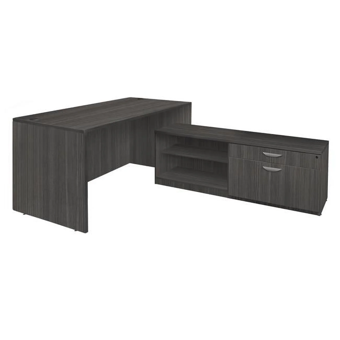 71 in. Legacy Hi-Low L-Desk Shell, Ash Grey