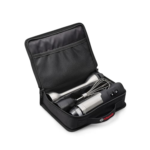 Vitamix 5-Speed Immersion Blender Bundle, 625-Watt Motor, One-Handed Operation, 5 ft cord, includes Whisk Attachment & Storage Case, Stainless Steel/Black