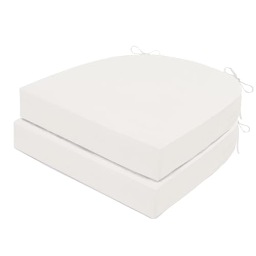 Outdoor Chair Cushions Set of 2, Waterproof Memory Foam Patio Seat Cushions with Ties for Garden Sofa & Dining Furniture, 3-Year Color Fastness, 18x18x3 Inch, Blue