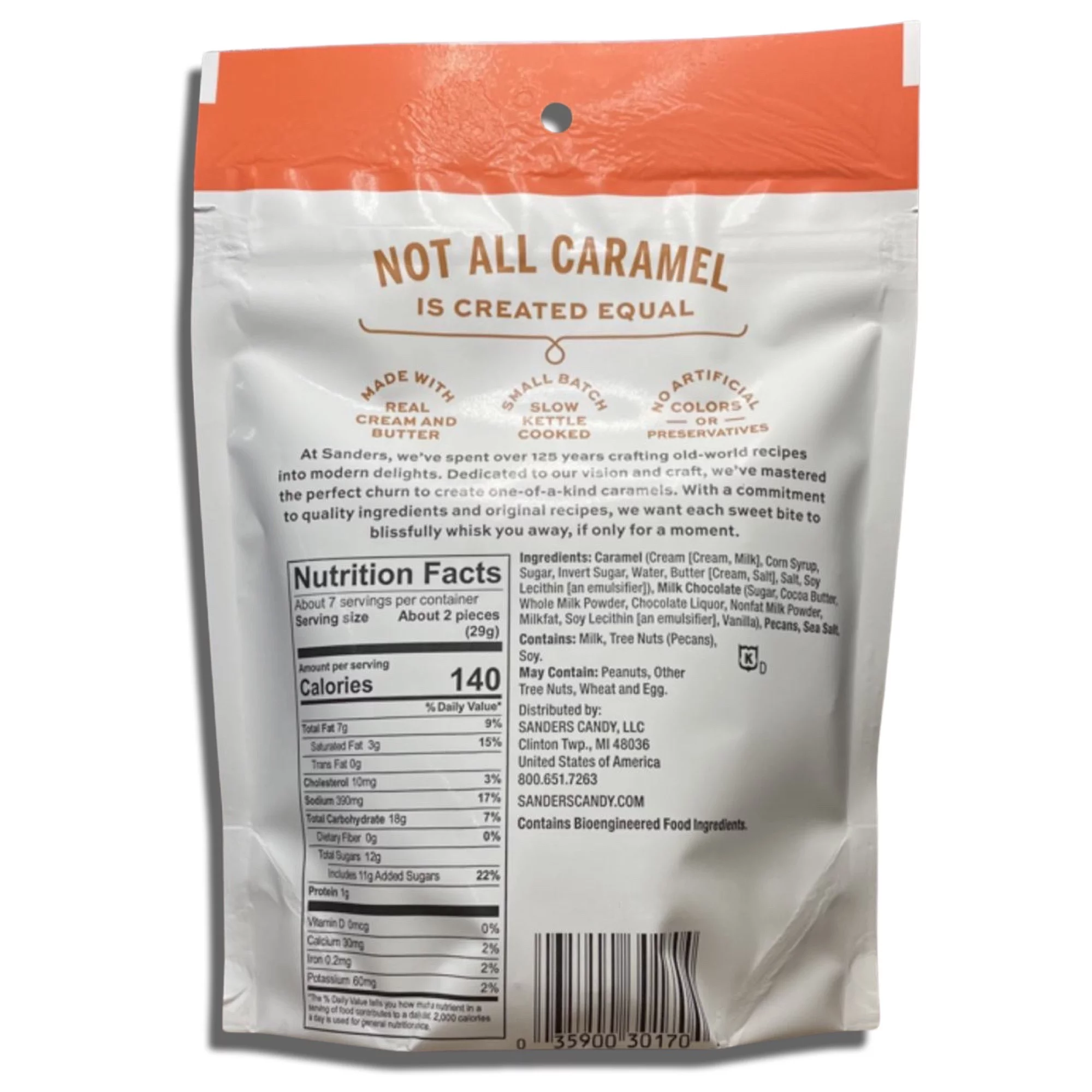 Small Batch Chocolate by Sanders Bundled by Tribeca Curations | 7 Ounce Bag | Value Pack of 2 (Milk Chocolate Sea Salt Pecan Caramel Cluster)