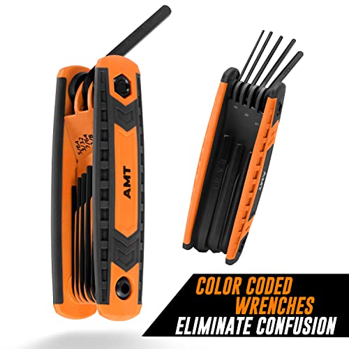 AMERICAN MUTT TOOLS 17pc Folding Allen Wrench Sets – SAE and Metric Allen Key Set – Hex Key Set, Allen Wrenches Sets, Metric Allen Wrenches Set