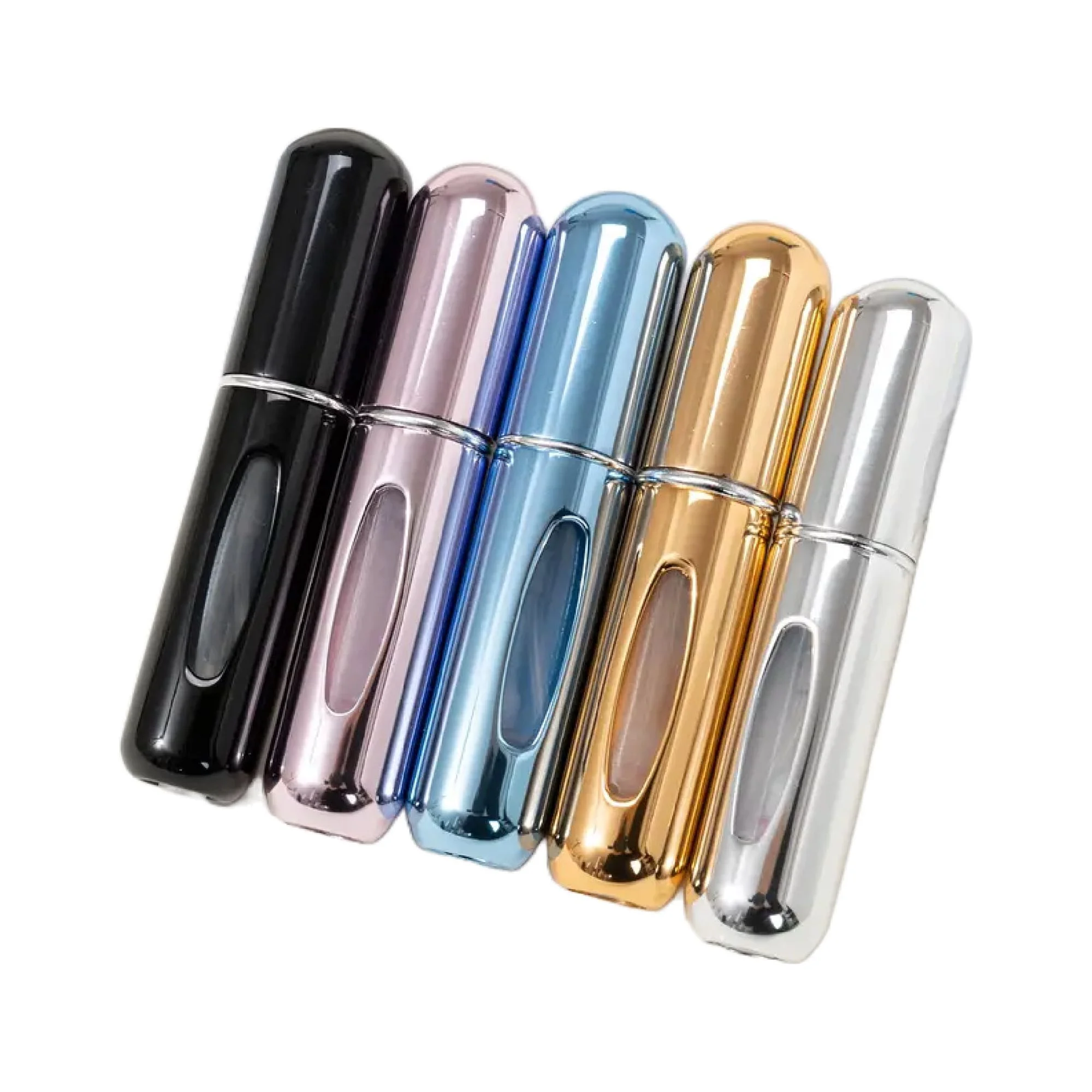 SEDLAV Mini Refillable Perfume Portable Bottle (5Pcs)- Lipstick-Size, Lightweight & Durable Aluminum Travel Bottles - Easy-To-Refill Travel Size Bottles