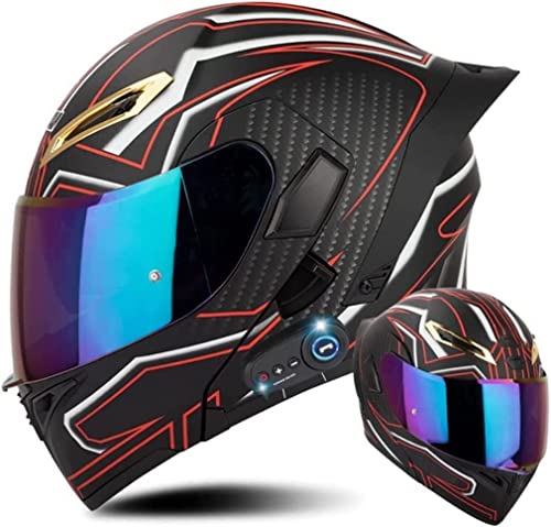 Ventilation Flip up Bluetooth Integrated ATV Helmet,DOT Approved Motorcycle Modular Bluetooth Full Face Helmet with Bluetooth,Auto Answer Motocross Helmet for Adults Men Women