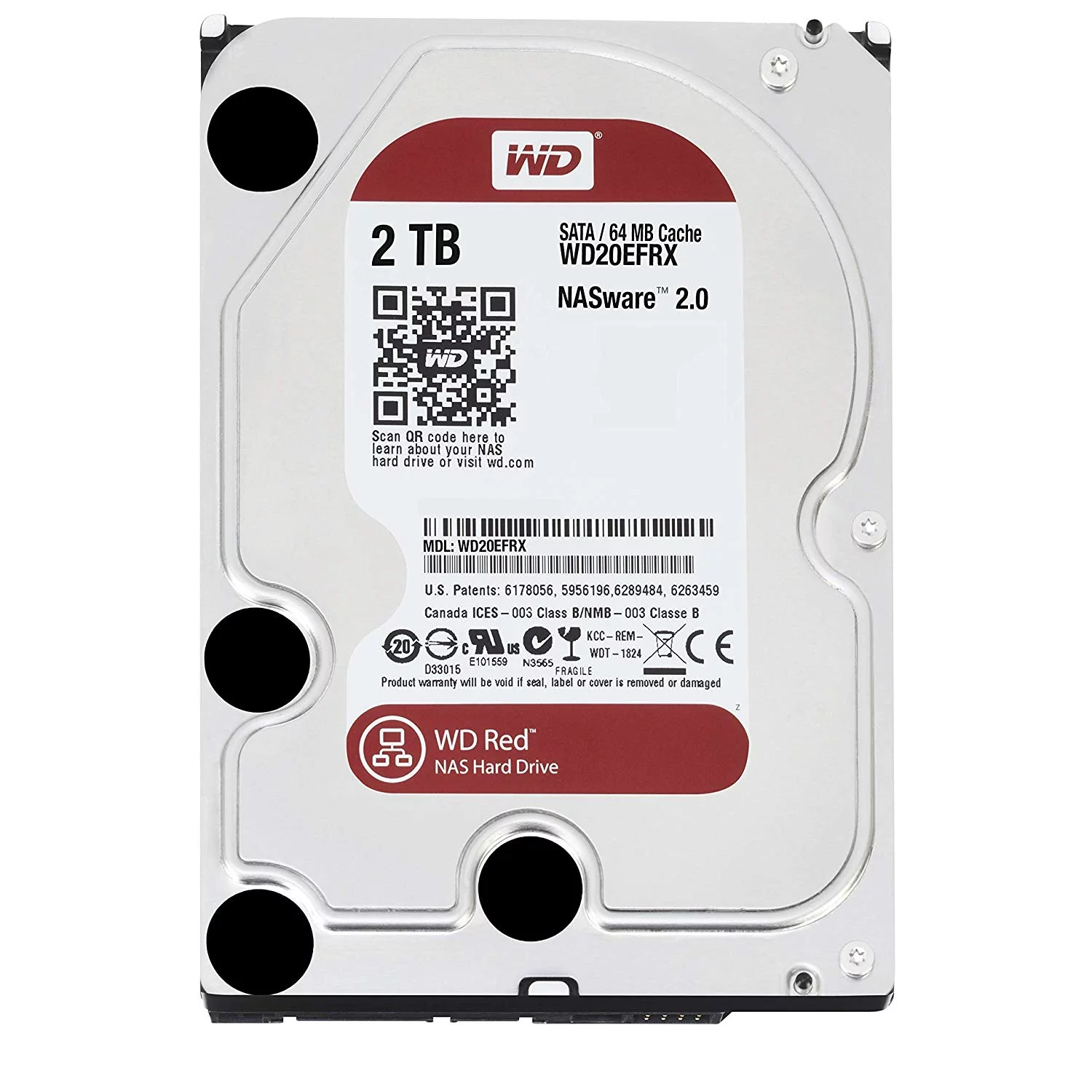 WD WD20EFRX WD Red WD20EFRX 2 TB 3.5" Internal Hard Drive - SATA - 64 MB Buffer - 1 Pack