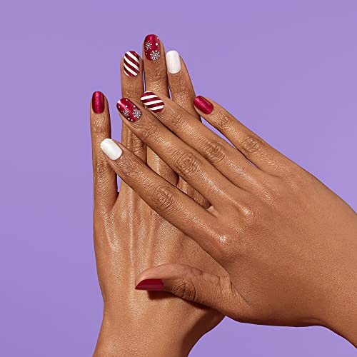 Dashing Diva Gloss Nail Strips - Santa Baby | UV Free, Chip Resistant, Long Lasting Gel Nail Stickers | Contains 32 Nail Wraps, 1 Prep Pad, 1 Nail File