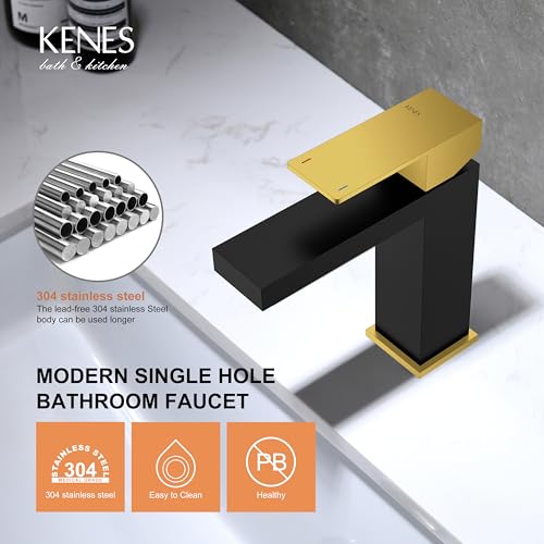 KENES Brushed Nickel Vessel Sink Facuet Single Handle Tall Bathroom Sink Faucet Vanity Bathroom Faucet Basin Mixer Tap with Water Supply Hose and Pop Up Sink Drain, LJ-9031A