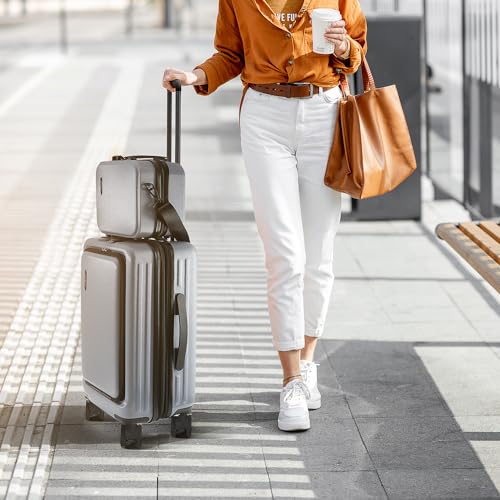 22 Inch Carry On Luggage 22x14x9 Airline Approved, Carry On Suitcase with Wheels, Hard-shell Carry-on Luggage, Durable Luggage Carry-On, Black Small Suitcase with Cosmetic Case