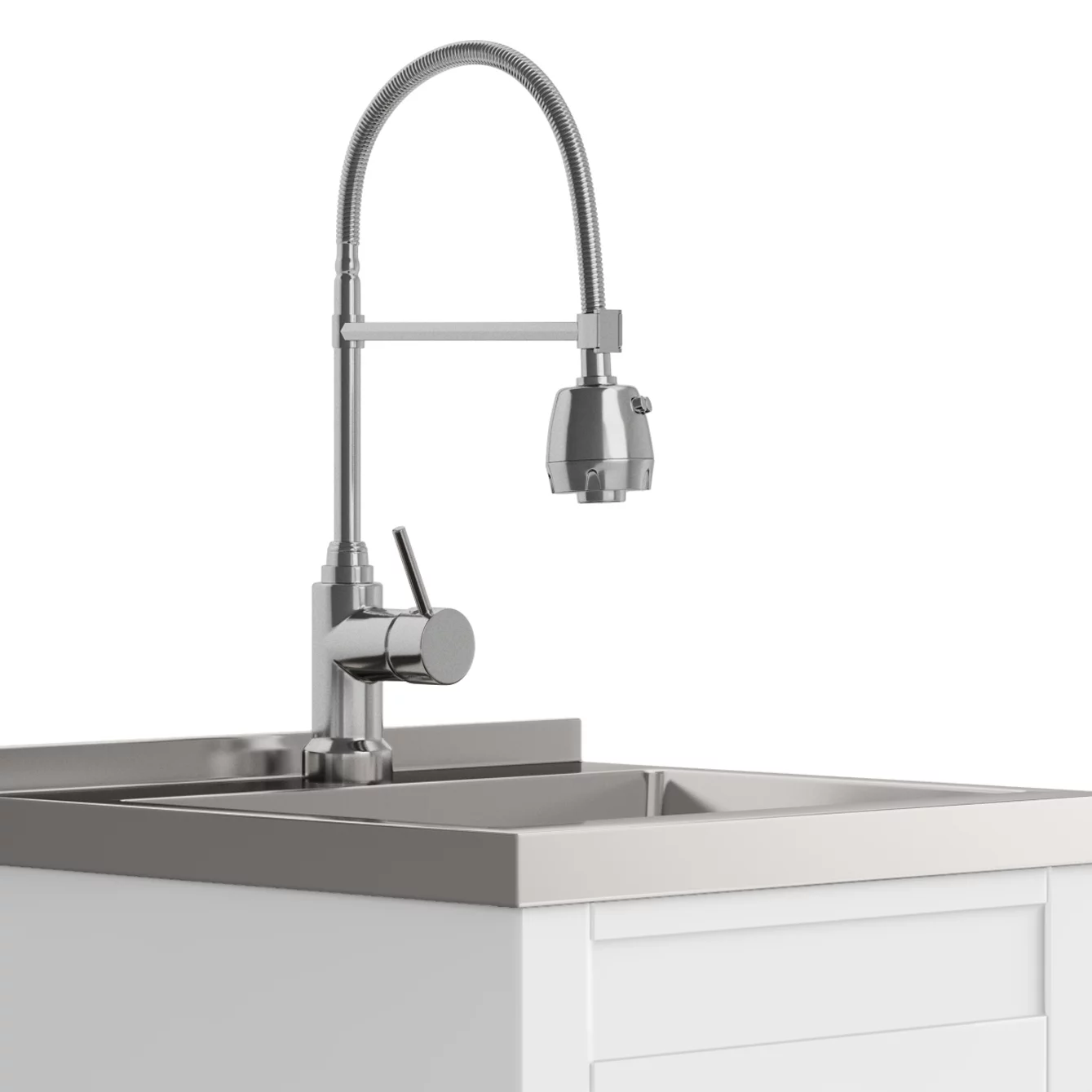 Simpli Home Hennessy Transitional 20 inch Deluxe Laundry Cabinet with Faucet and Stainless Steel Sink in White