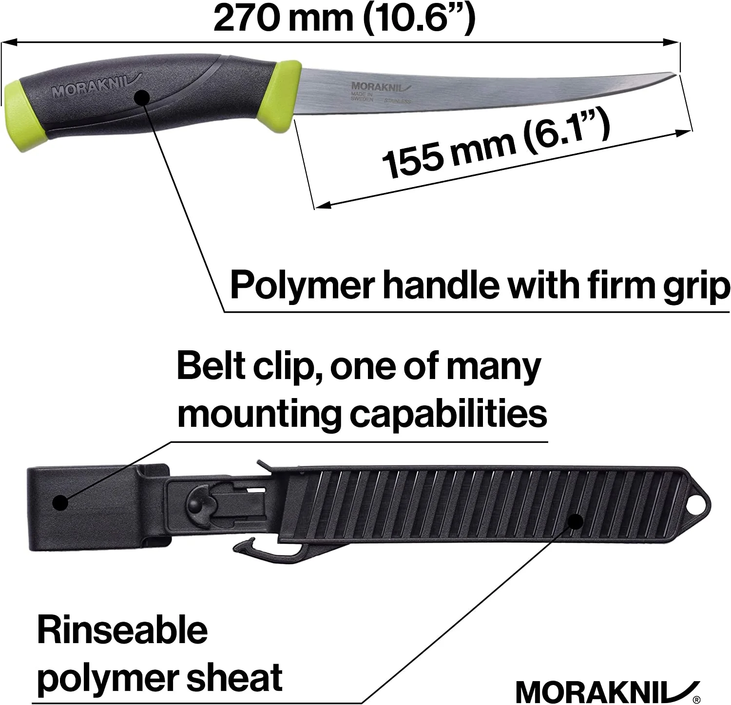 Morakniv Fishing Comfort Fillet Knife with Sandvik Stainless Steel Blade