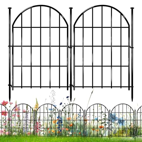 26 Pack Decorative Garden Fence, 22in X 28ft Arched No Dig Fence Border, Garden Edging Border, Rustproof Metal Animal Barrier with Ground Stake for Dog, Rabbit, Outdoor Yard Patio Decor