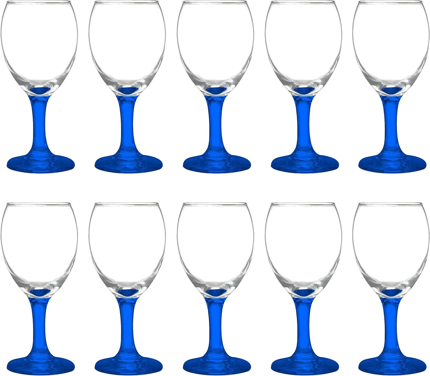 10 Aragon Wine Glasses Set, 8.5 Oz. - High Standard, Made - Blue