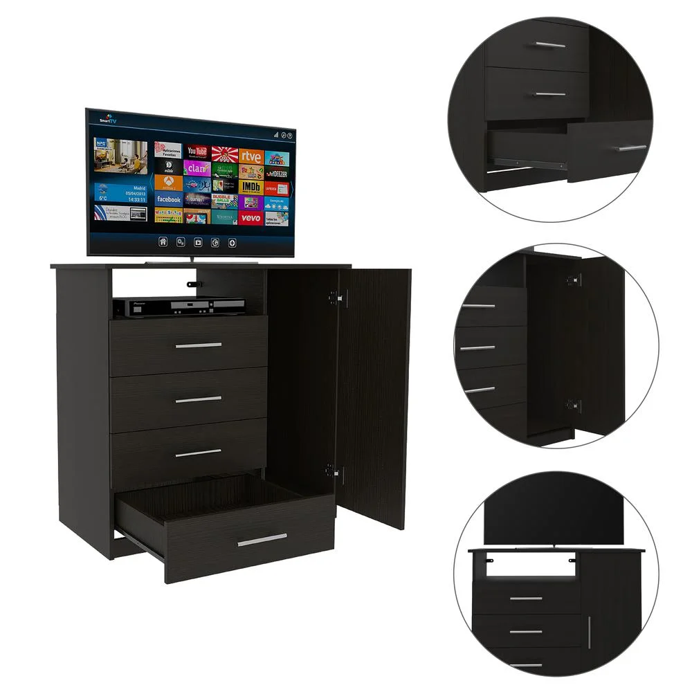 FM FURNITURE LLC Carolina 4 Drawer Dresser  ,Black