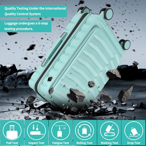 Lightweight Luggage with Spinner Wheels & YKK Zipper, 3-Piece Travel Suitcase ABS+PC Hardshell Luggage Set with TSA Lock, Light Avocado Green (20+24+28 inch)