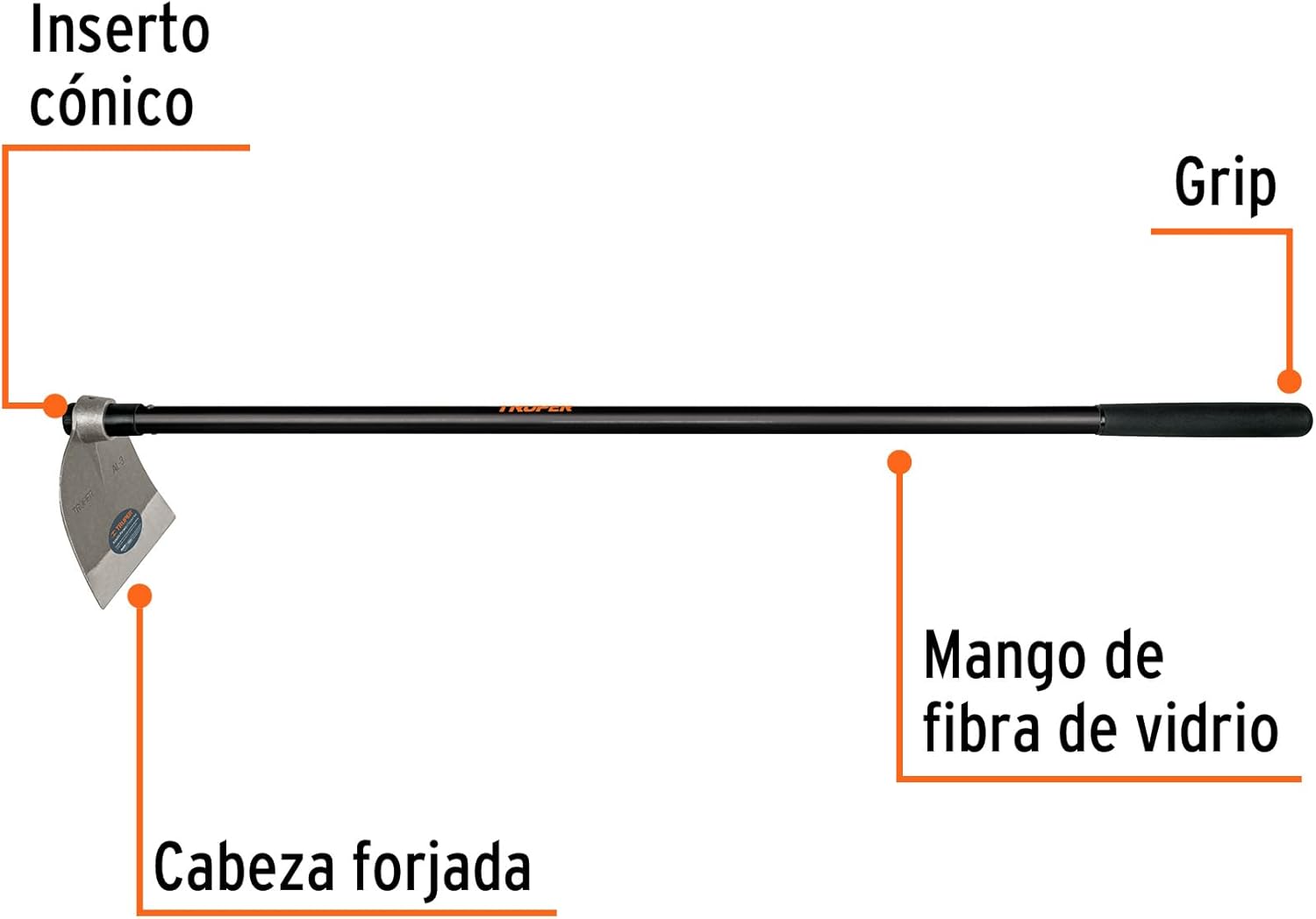 Truper 10621 Forged Garden Hoe - 2 Lb High Carbon Steel One-Piece Forged Head, 54-Inch Handle Round Eye Hoes