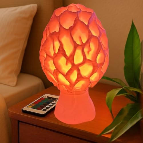 Morel Mushroom Lamp - USB Powered 15-Color Table Light with Remote & Switch - Cozy Soft Glow Nightlight - Unique Fungus Decor - Boho Cottage core Aesthetic