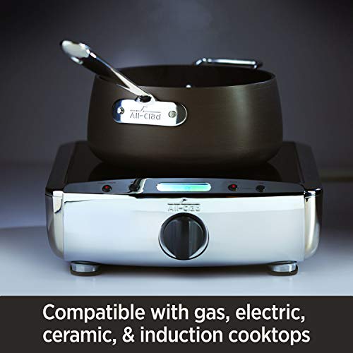 All-Clad HA1 Hard Anodized Nonstick Sauce Pan 3.5 Quart Induction Oven Safe 350F Pots and Pans, Cookware Black