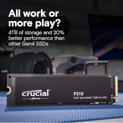 Crucial P310 1TB 2280 PCIe Gen4 3D NAND NVMe M.2 SSD – Up to 7,100 MB/s – Shift up to Gen4, with Acronis Offer, Internal Solid State Drive (PC) – CT1000P310SSD801
