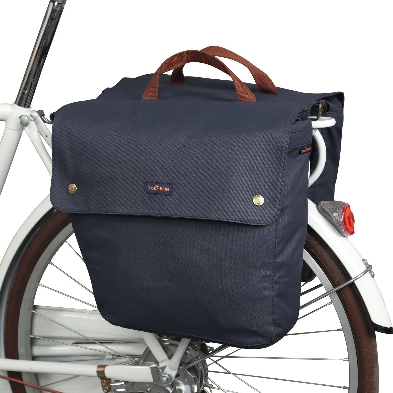 Tourbon Waterproof Canvas Bike Pannier Bag Folding Bicycle Rear Seat
