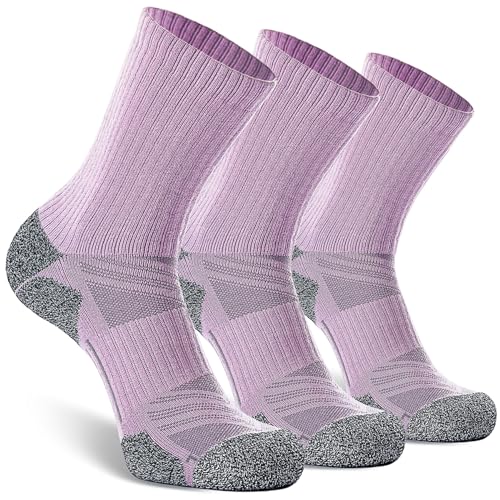 CWVLC Crew Hiking Socks, Cushion, Moisture Wicking, Arch Compression Boot Socks