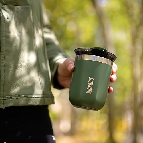 WACACO Octaroma Classico Vacuum Insulated Coffee Mug, Double-wall Stainless Steel Travel Tumbler With Drinking Lid, 6 fl oz (180ml), Carmine Red