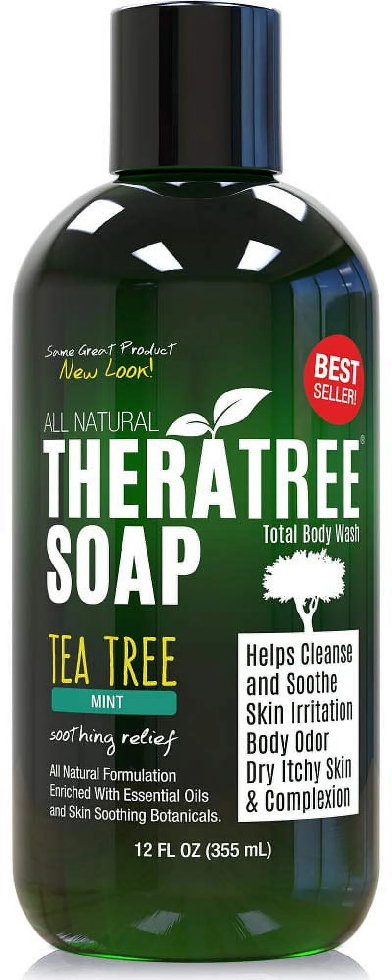 Oleavine TheraTree Tea Tree Oil Soap with Neem Oil - 12oz - Helps Skin Irritation, Body Odor, & Helps Restore Healthy Complexion for Body and Face TheraTree