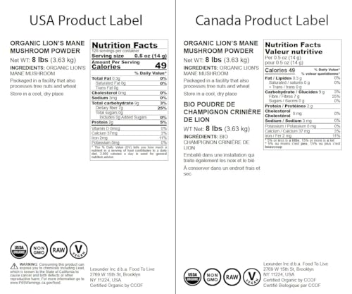 Organic Lion's Mane Mushroom Powder, 1 Pound – Elevate Your Brain Wellness with Premium, Non-GMO, Natural, and Vegan Superfood to better Focus, Memory, Clarity, Mood