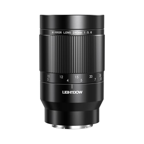 Lightdow EF 240mm F5.6 Reflex Lens - Telephoto Manual DSLR Cameras Lens for Canon EOS Rebel T Series (T8i/T7i/T7/T6/T3i/T2i/4000D/850D/SL3/SL2) & High-End DSLRs (6D Mark II/5D Mark IV/90D/80D/77D)