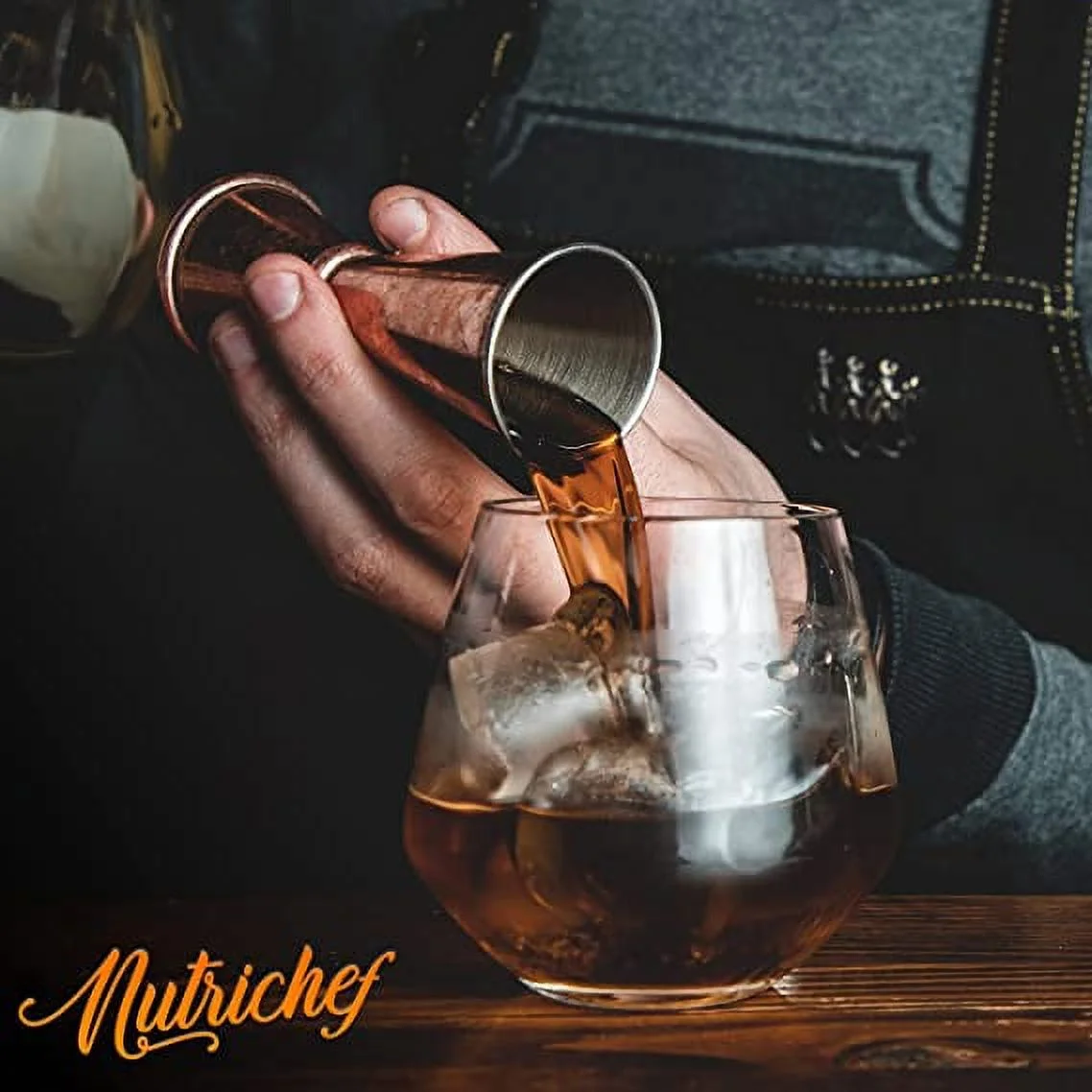 NutriChef 15oz Stemless Wine Glasses Set of 12 Ultra-Thin Elegant Wine Crystal Glass Drinkware