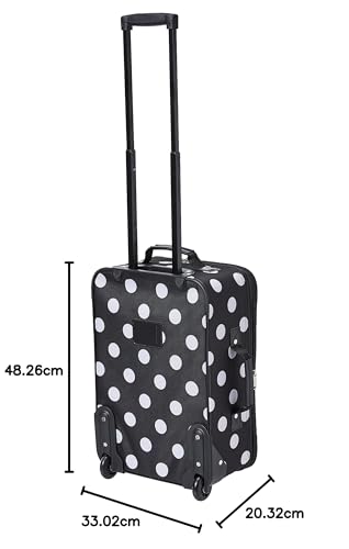 Rockland Fashion Softside Upright Luggage Set, Expandable, Kensington, Black and White, 2-Piece(14/19)