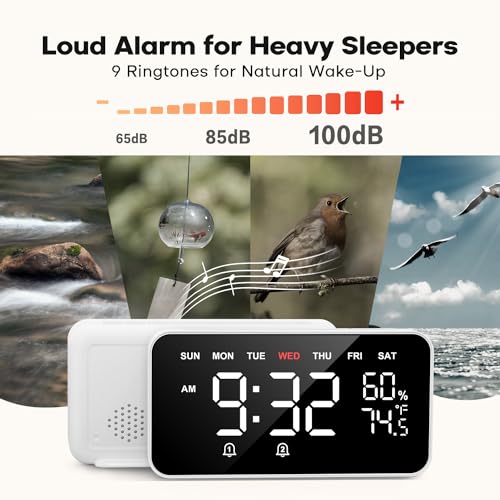 Dekala PixelRise Smart Alarm Clock for Bedroom,Pixel Art LED Dot Matrix Display, Weather Temperature Animation, Loud Dual Alarm for Heavy Sleeper, Sleep White Noise, WiFi Weather & Time Sync, App
