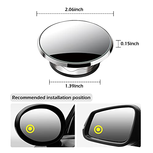 2Pack Car Blind Spot Mirror,HD+Ultra Wide Angle Car Mirror Blindspot Mirror with 9D Glass,360° Adjustable Side View Mirror Blindspot Fit for Cars,Trucks,SUV,RV (Black/2pcs)