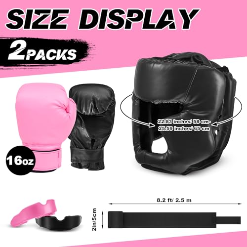 Kanayu 14 Pcs Boxing Set Including 2 Pair of 16 oz Boxing Gloves Headgear Helmet Hand Wraps Mouth Guards Gifts for Adults Youth Beginners Training Equipment