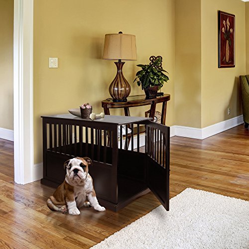 Casual Home Wooden Medium Pet Crate, End Table, Espresso