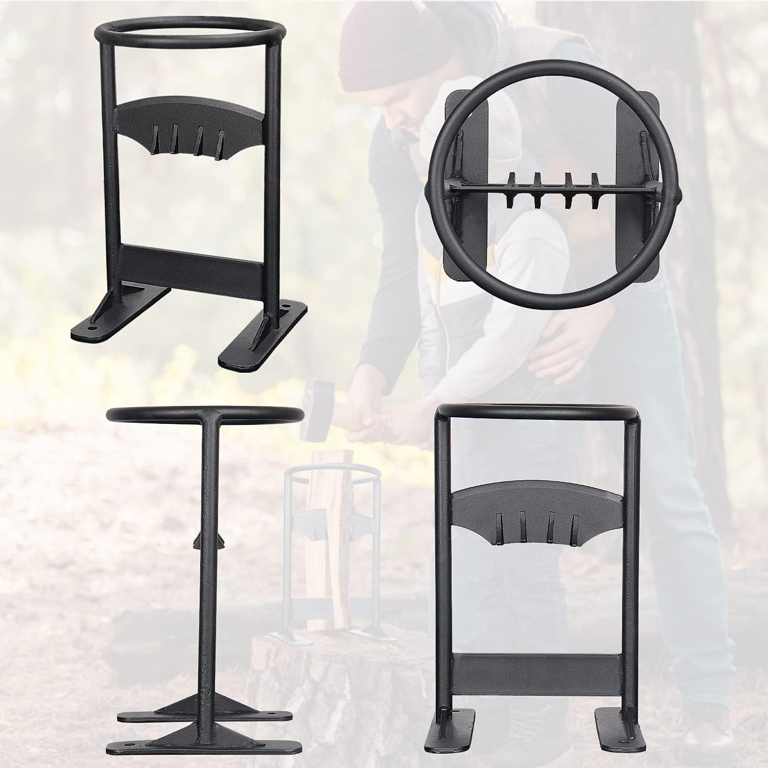 GARDRIT Wood Splitter Cast Steel Firewood Kindling Splitter, Heavy Duty Manual Log Splitter Wedge High-Impact Kindling Splitter Cracker Firewood Cutter