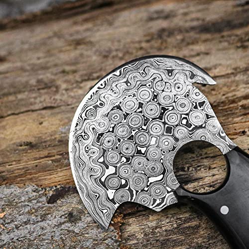 Knives - Alaskan Ulu - Mezzaluna Ulu Knife - Pizza Cutter Ulu - Traditional Ulu - Handmade Damascus Steel - Stabilized Handle - Ulu Knife - Vegetable Chopping Ulu